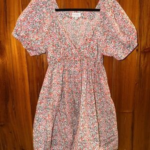 Piyama Fleur Lounge dress- Floral Puff Sleeve Dress